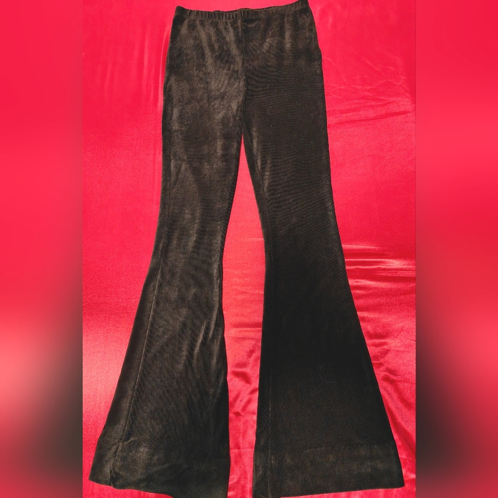 Streetwear Society Black Velvet Flared Pants